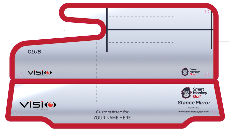 Club Stance Mirror shown in two pieces, base mirror and top mirror, laid side by side